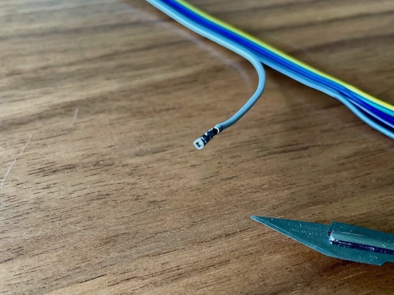 The plastic housing removed from the wire.