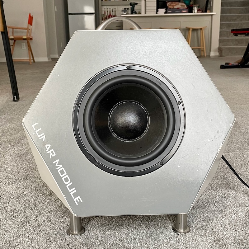 Early, wooden version of my subwoofer. A little beat up now.