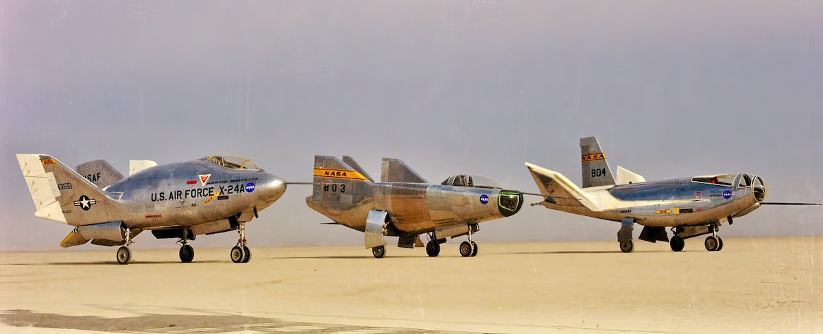 Three NASA lifting body aircraft.