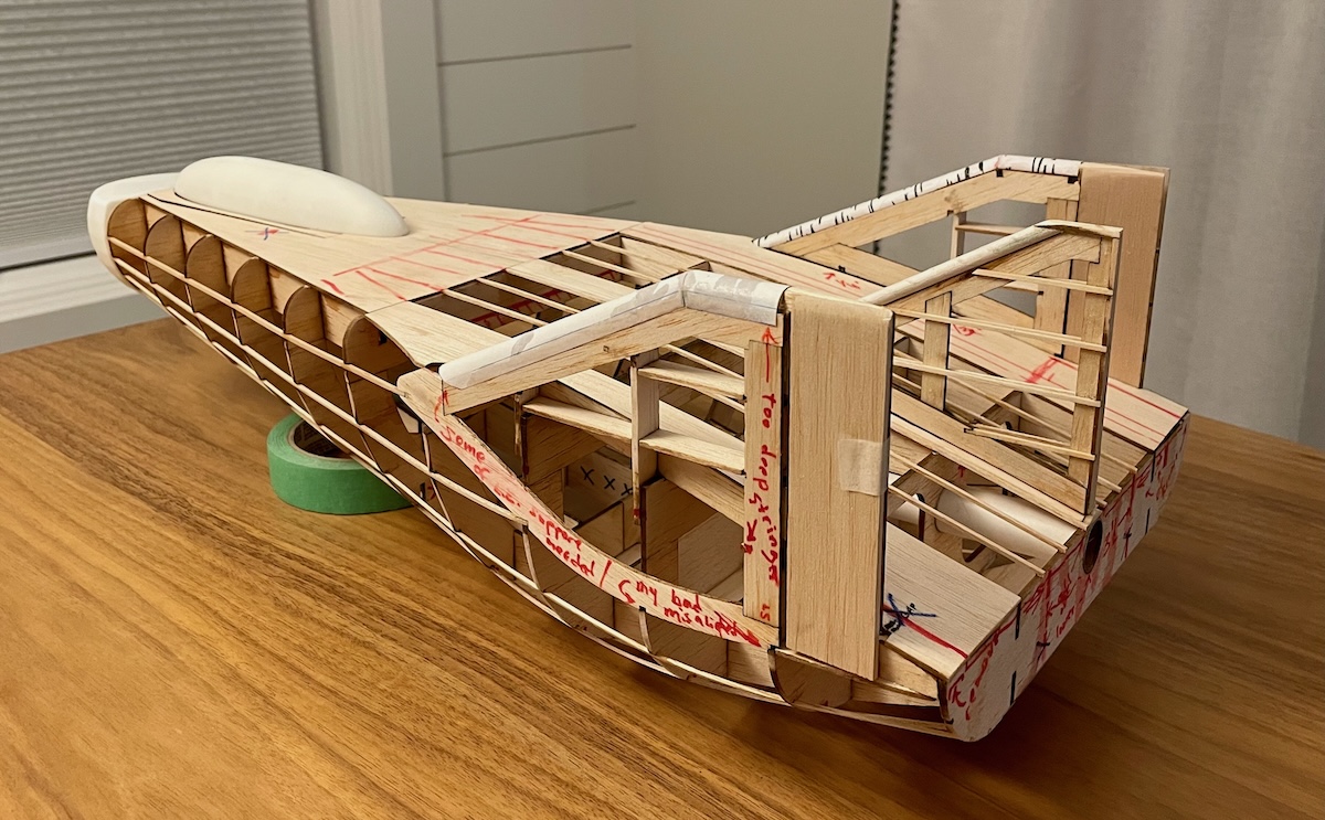A balsa model of the M2-F3 experimental lifting body.